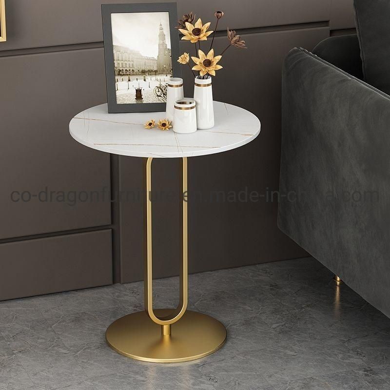 Hot Sale Home Furniture Steel Side Table with Marble Top
