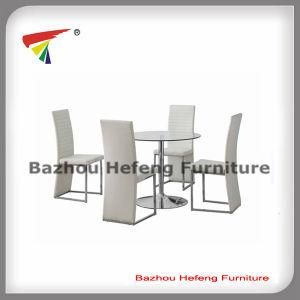 Round Tempered Glass Dining Set Table and Chair (DT035)