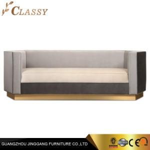 Quality Modern Living Room Tufted Velvet Sofa with Metal Leg in Tri-Color