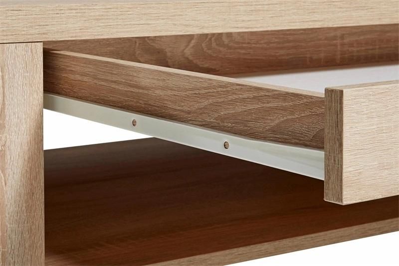 Rectangular Two-Layer Wooden Coffee Table with a Drawer