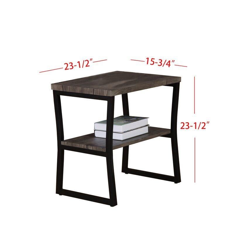 Home Furniture Set Modern Medium Walnut 2-Tier Sofa Side Table Coffee Tables with Metal Leg