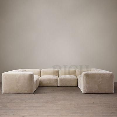 Contemporary Shearling Sofa Italian Modern Design Couch Living Room Commercial Sectional Sofa Modular Sectional U Shape Couch
