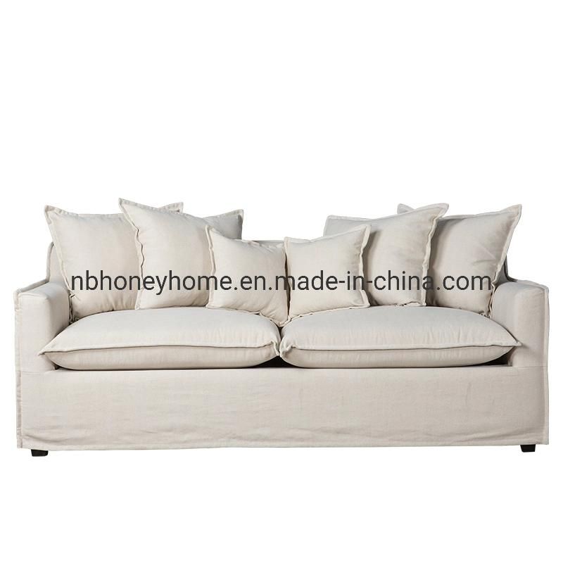 Modern Living Room 3 Seat Slip Cover Fabric Sofa