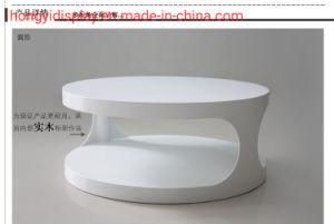 Round Wooden Coffee Table for The Retail Store, White Color Platform