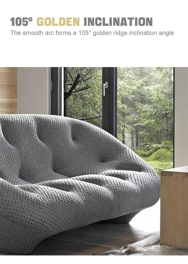 Luxury Leisure Chair Arc Pull Button Sofa Fabric Tufted Cloud Couches Modular Shell Sofa