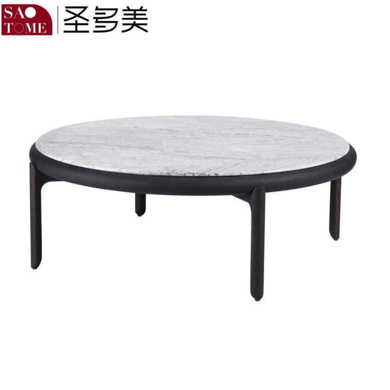 Luxury Smoked Ash Wood Black Glass Round Dining Table