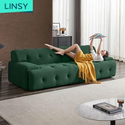 Linsy Modern Style Big Green Gray Button Fabric Living Room Sofa Tbs005