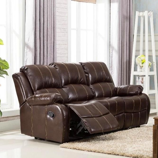 Jky Furniture Luxury Design Top Grain Leather Manual Recliner Sofa Set for (3+2+1) with Over-Filled Cushion and Customizable Functions