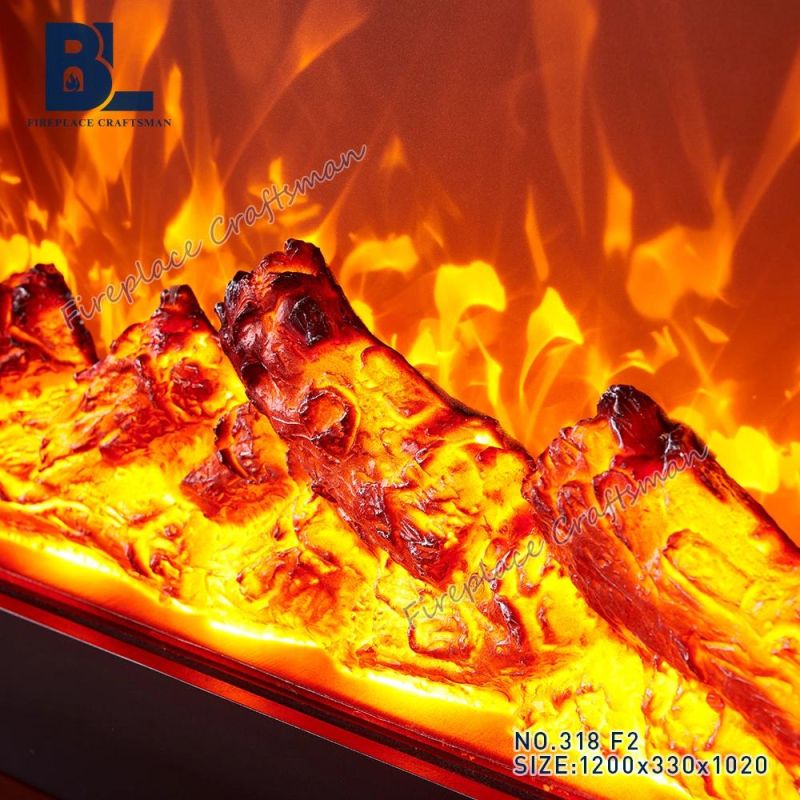 Home Furniture Sculpture European LED Lights Heating Function Wood Burning Electric Fireplace (318)