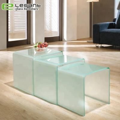 Nesting Frosted Glass Coffee Table Sets