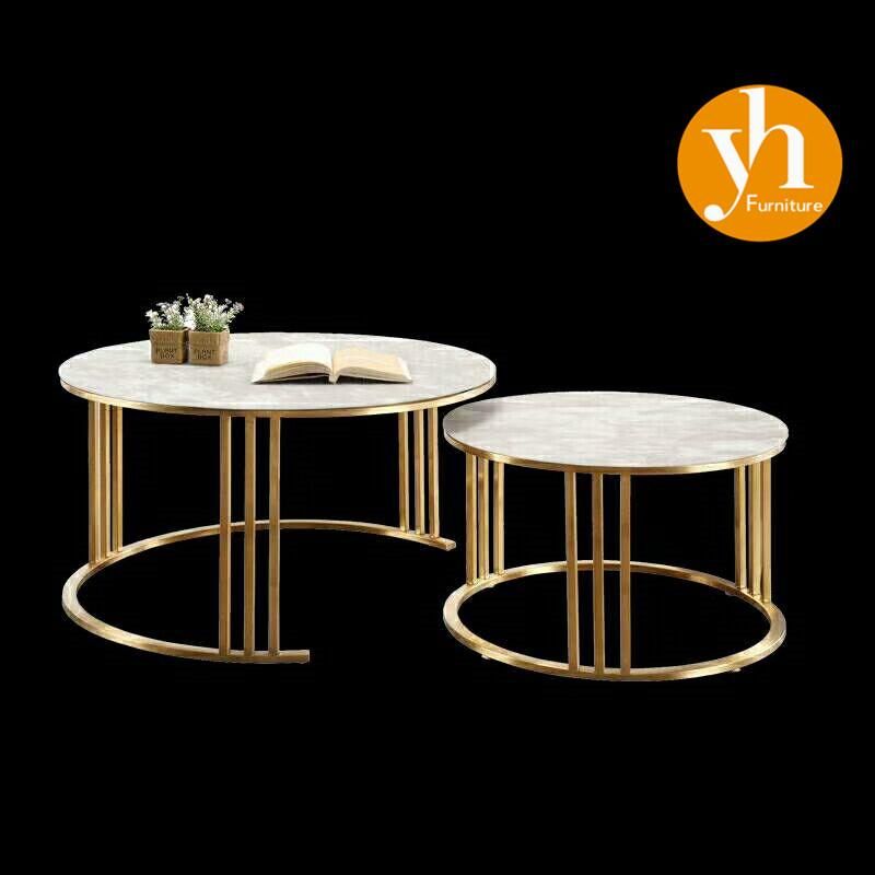 Modern Living Room Hotel Center Table / Silver Coffee Table / High Side Table / Stainless Steel Table / Black Glass Coffee Table / Marble Console Table