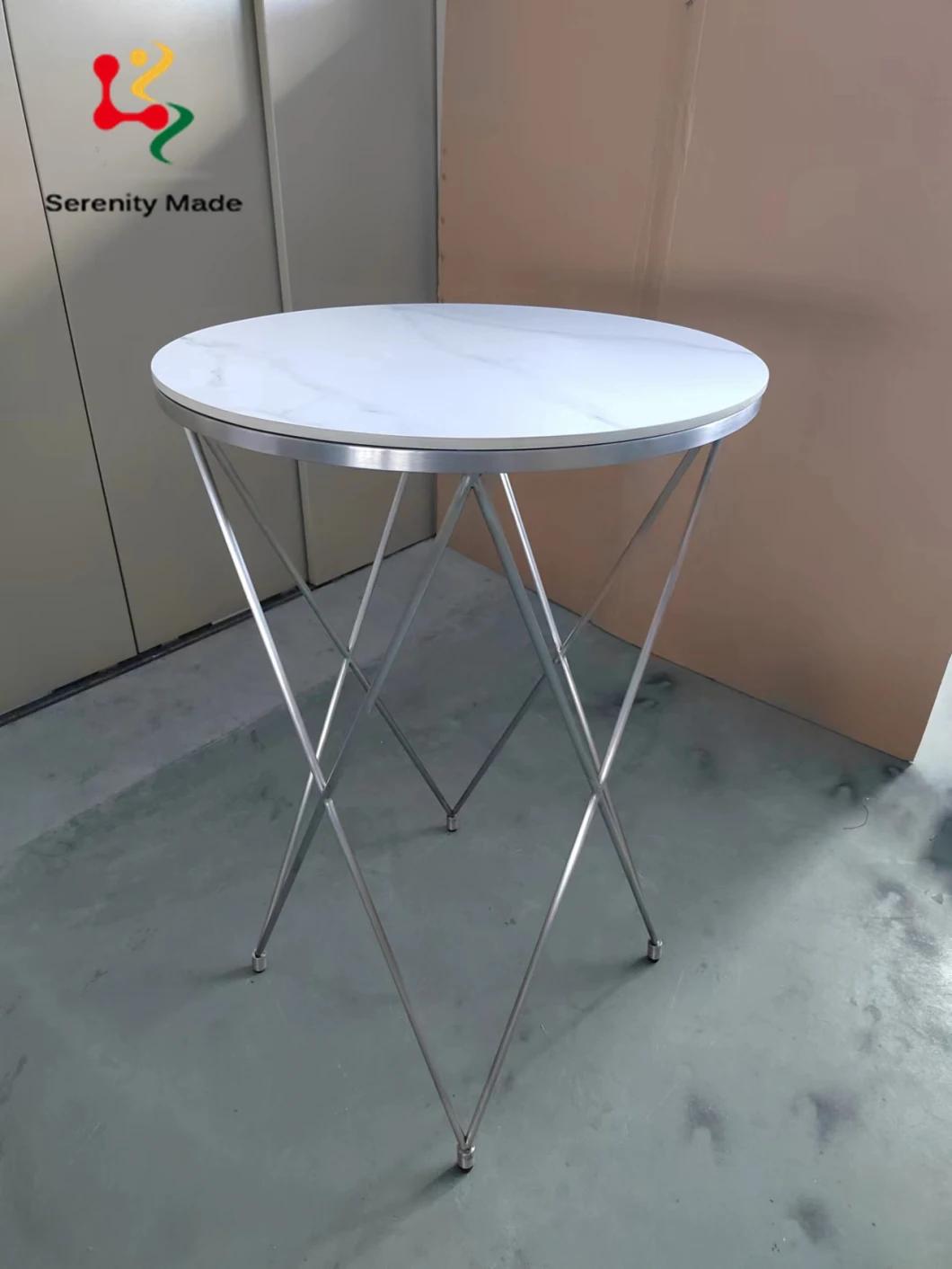 Wholesale Custom Made Living Room Furniture Modern Round White Marble Top Metal Base Round Coffee Table