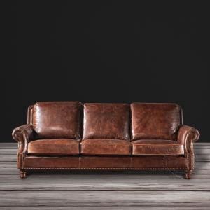 2016 Classic European Style Imported Genuine Leather Vintage Sofa Set