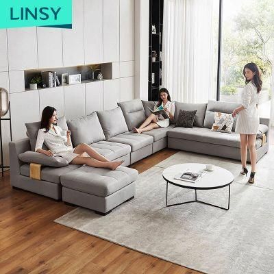 Linsy Sectional China Furniture Wooden Fabric Sofa Set 996