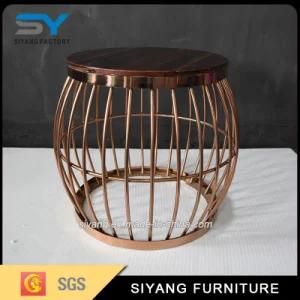 Home Furniture Rose Gold Side Table with Marble Top