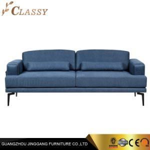 Italy Style Modern Design Lounge Sofa with Metal Base and Blue Flex Fabric