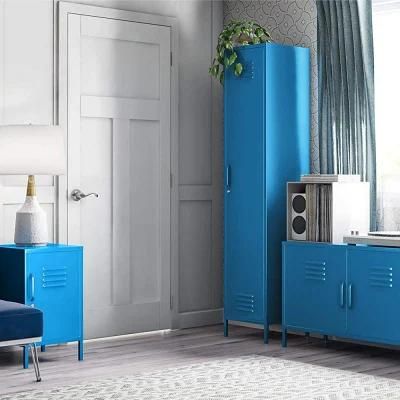Modern Multifunctional Steel Storage Filing Cabinet Blue TV Stand with Metal Legs