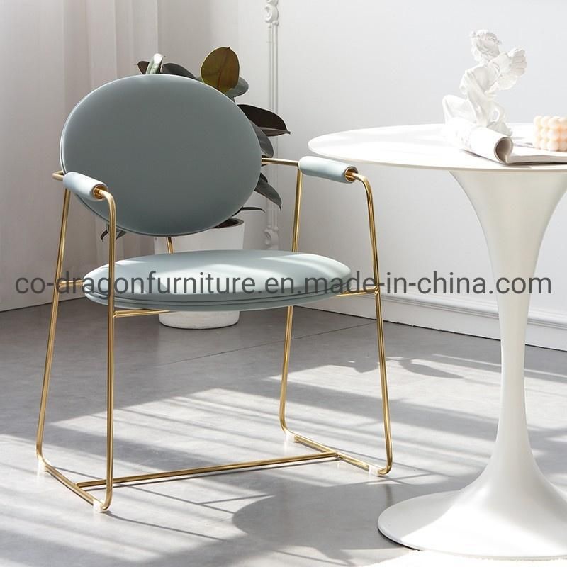 Luxury Metal Frame Leather Simple Leisure Chair for Livingroom Furniture