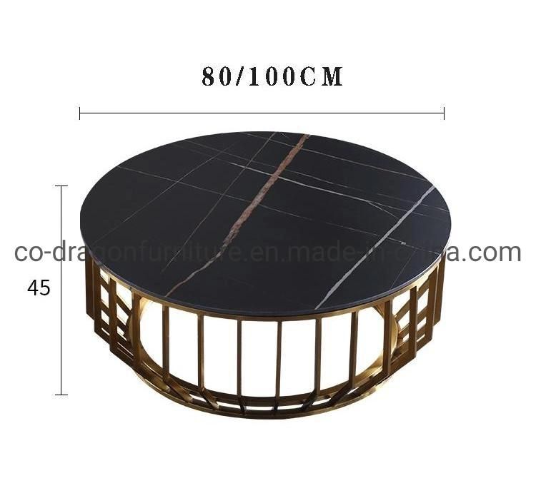 Modern Furniture Stainless Steel Round Coffee Table with Marble Top