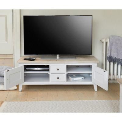 Two Doors Storage White/Grey Luxury Signature Widescreen Wooden Television Stand for Living Room, Dining Room, Bedroom, Hotel Furniture