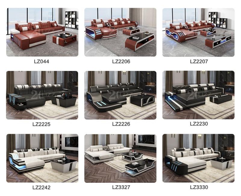 Home Living Room Furniture Sectional L Shape Genuine Leather Leisure Sofa