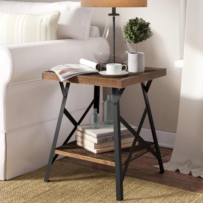 X Design Wood & Metal Frame Brown Home Furniture Set Coffee Tables Living Room Furniture