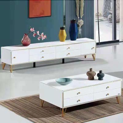 Luxury Paint High Gloss TV Cabinet and Coffee Table Bucket Cabinet TV Stand