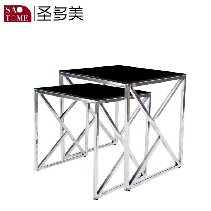 Living Room Furniture Two Specs Retractable MDF Wood Finish Nest Table