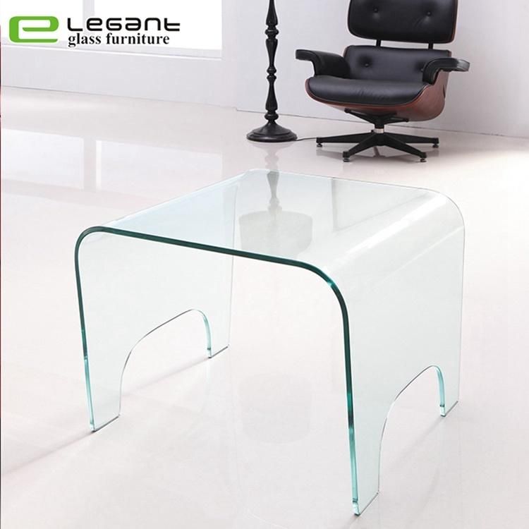 Clear Bent Glass Center Table with Two Side Door