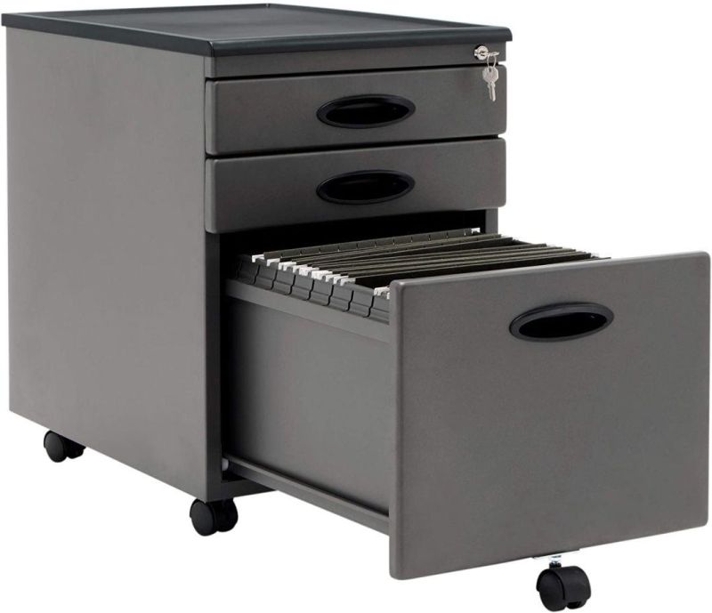 Metal Mobile File Cabinet Filing Storage Cabinet File Cabinet with Wheels, Grey