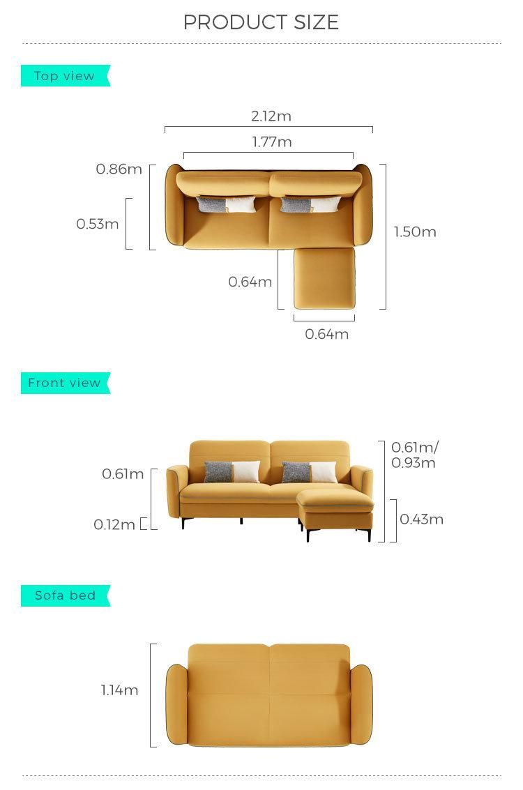 Hot Sale Sponge with Armrest Fabric Couch L Shape Sofas Bed Sofa S136