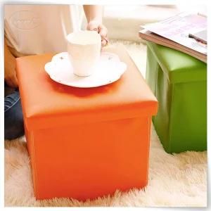 Faux Leather Storage Ottoman Cube Foot Rest Portable Storage Box