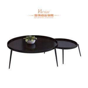 Black Metal Round Nesting Coffee Table Tea Table
