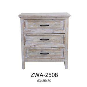 Yiya High Stand Three Drawer Side Table with Antique White Finish