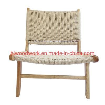 Saddle Chair Ash Wood Frame Natural Color with Woven Fabric Rope Without Arm Leisure Chair Garden Chair Leisure Chair