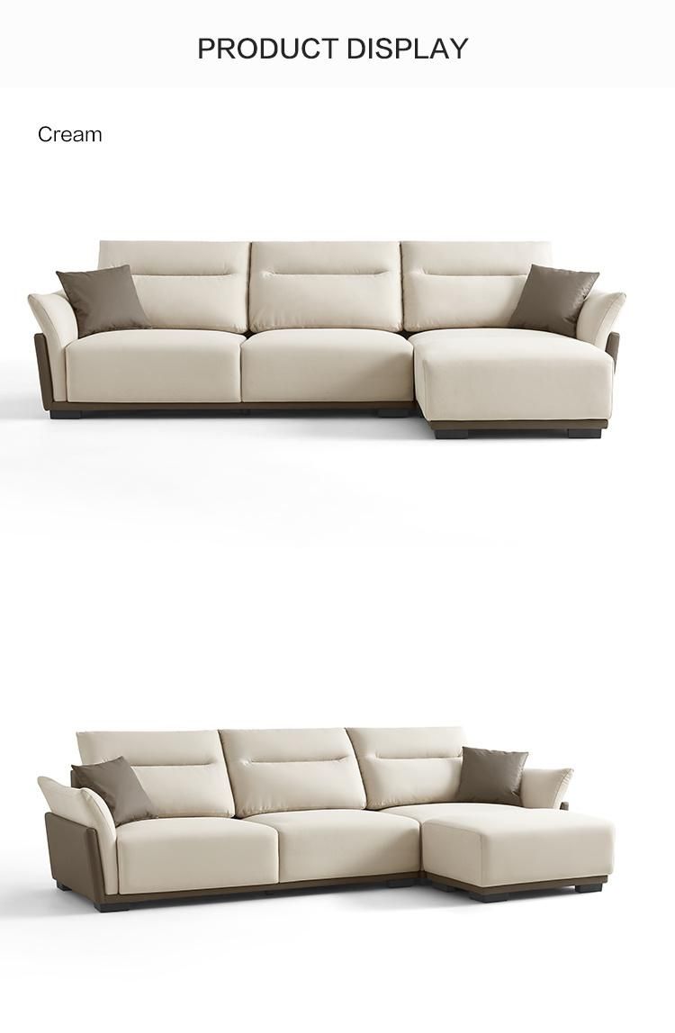 Hot Down with Armrest Corner Sectional L Shape Furniture Genuine Leather Sofa Tbs060