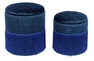 Knobby Customize Luxury Round Tassel Velvet Ottoman Sofa 2020 Hot Sale Chair with Storage Seat Footstool
