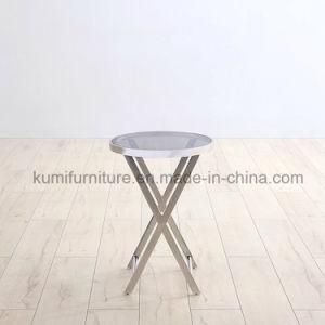 Clear Glass Round Stainless Steel End Table