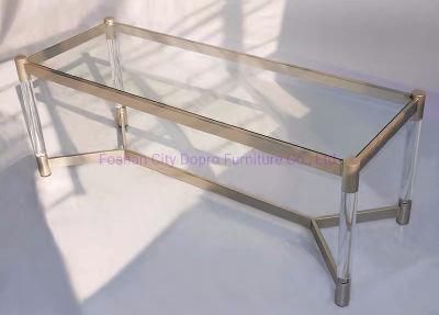 Popular Modern Acrylic Transparent Metal Rectangle Coffee Table