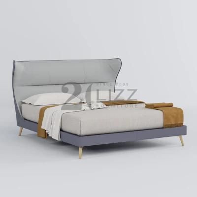 King Size Modern Luxury Bed with Stainless Steel Feets for Home Apartment Bedroom Furniture Set