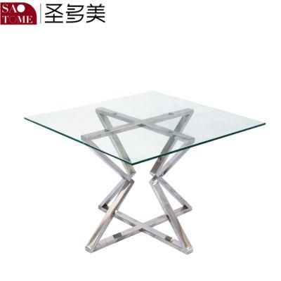 Stainless Steel Base Square Transparent End Table