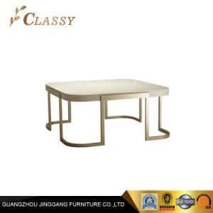 Living Room Round Shape Dining Table with Marble Top Stainless Steel Legs