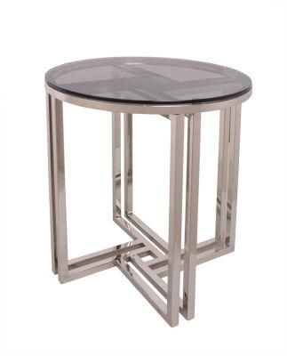 Simple Style Glass Top Cheap End Table for Living Room