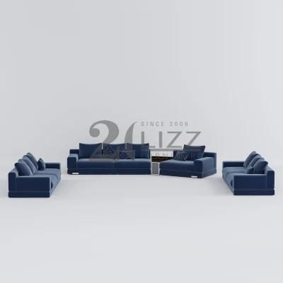 Popular Wholesale Home Living Room Sectional Velvet Leisure Fabric Sofa with Console Table