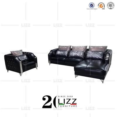 Home/Office Classical Furniture Leather Sectional Sofa Set with Stainless Feet