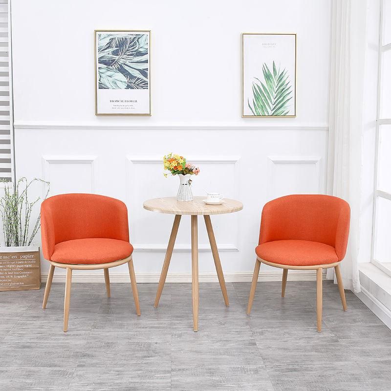 Nordic Cost-Effective Fair Price Accent Stool Livning Room Office Minimalist Design Linen Cloth Leisure Chair with Metal Legs