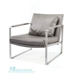 Modern Lounge Leather Chrome Frame Leisure Chair (HW-3568-AC)