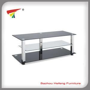 Hot Sale Black Tempered 3 Shelf Glass TV Stand (TV106)