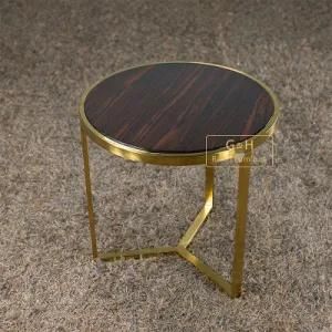 Gold Stainless Steel Frame Faux Marble Top Coffee End Side Table