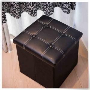 Luxury Storage Display PU Leather Black Ottoman Storage